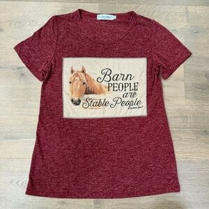 Southern Grace Barn People Are Stable People Heather Red Short Sleeve Shirt